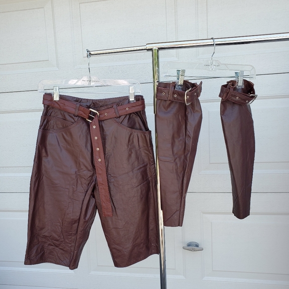 ✖️SOLD✖️Reworked Vtg Leather Pants, 2-Piece - Picture 4 of 16